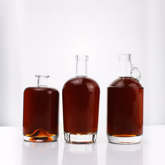 Оптовая продажа 200 мл 375 мл 500 мл 700 мл 750 мл 1000 мл 6,5 унций 12,5 унций 16,5 унций 23 унции 25 унций 33 унции Стеклянная бутылка вина Стеклянная бутылка водки Стеклянная бутылка ликера Стеклянная бутылка джина